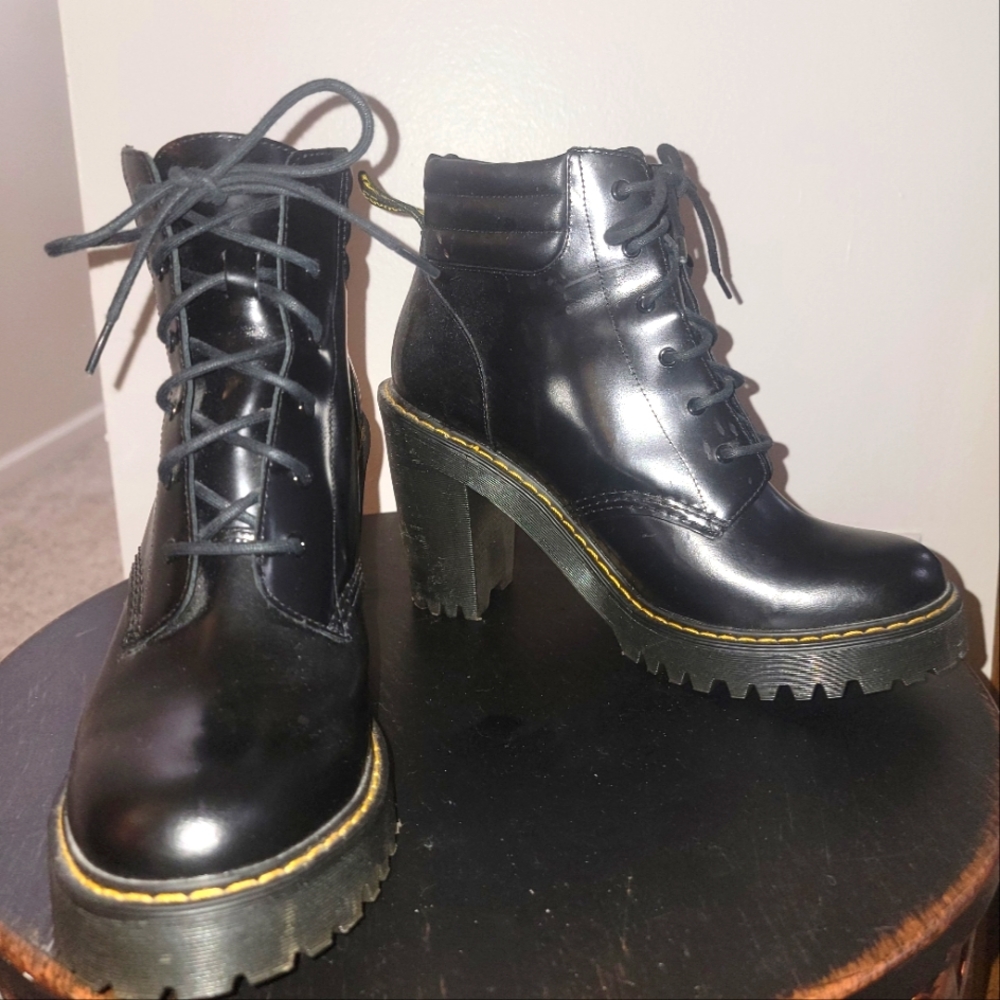 Dr. Martens Persephone Black Heeled Boots Size 10